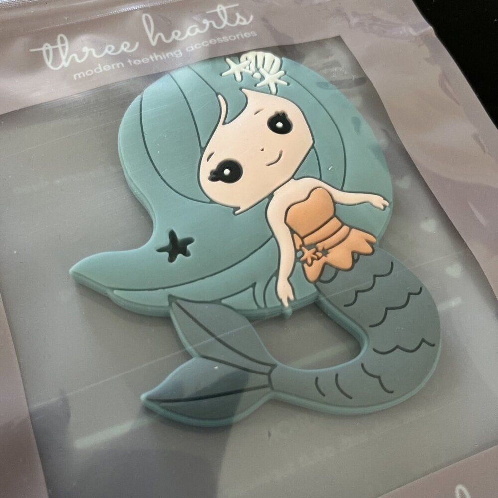 Mermaid Silicone Teether teething accessories three hearts modern New